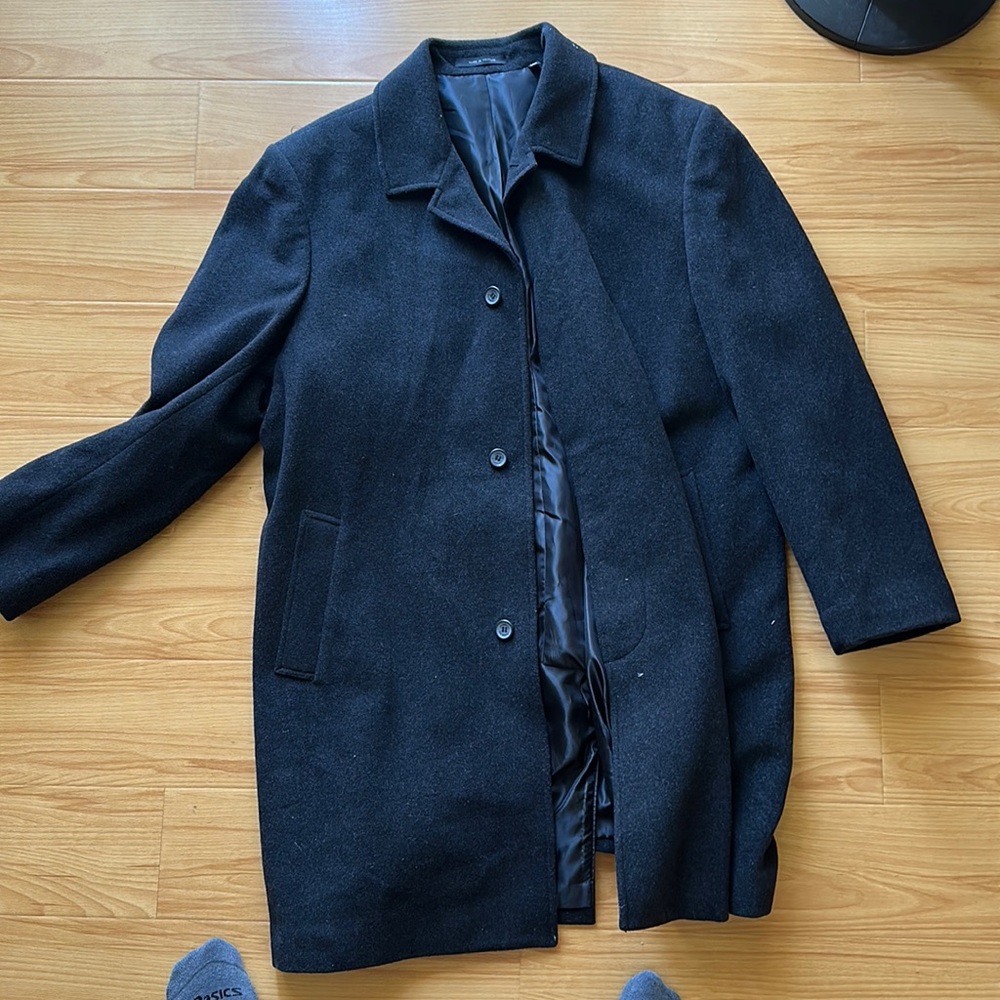Dark gray London fog overcoat wool 44R